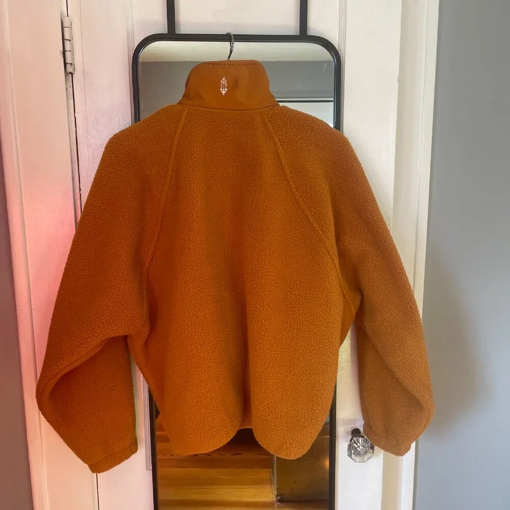Free People Hit the Slopes Fleece Jacket in Russet Orange, Women's Small - Picture 3 of 6